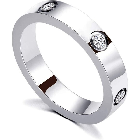 Jewelry - Women's 18K Silver Plated Stainless Steel Wedding Band Birthday Gift Jewelry